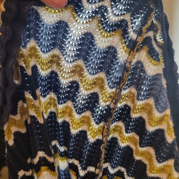 Heartloom Bennet Maxi Dress Navy Wave Chevron Pattern Ruffle Straps XSmall - Picture 8 of 9